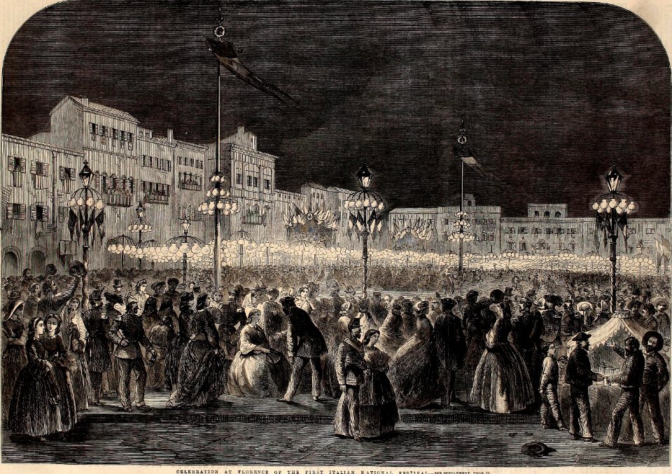 Celebration at Florence of the first Italian National Festival - ILN 1861