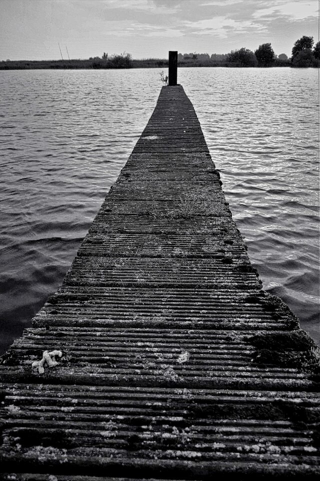 Decay black and white lake