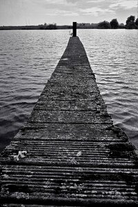 Decay black and white lake photo