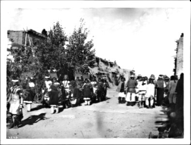 Ceremonial procession for the Fiesta de San Esteban, Acoma Pueblo, New Mexico, 1886 (CHS-4548)