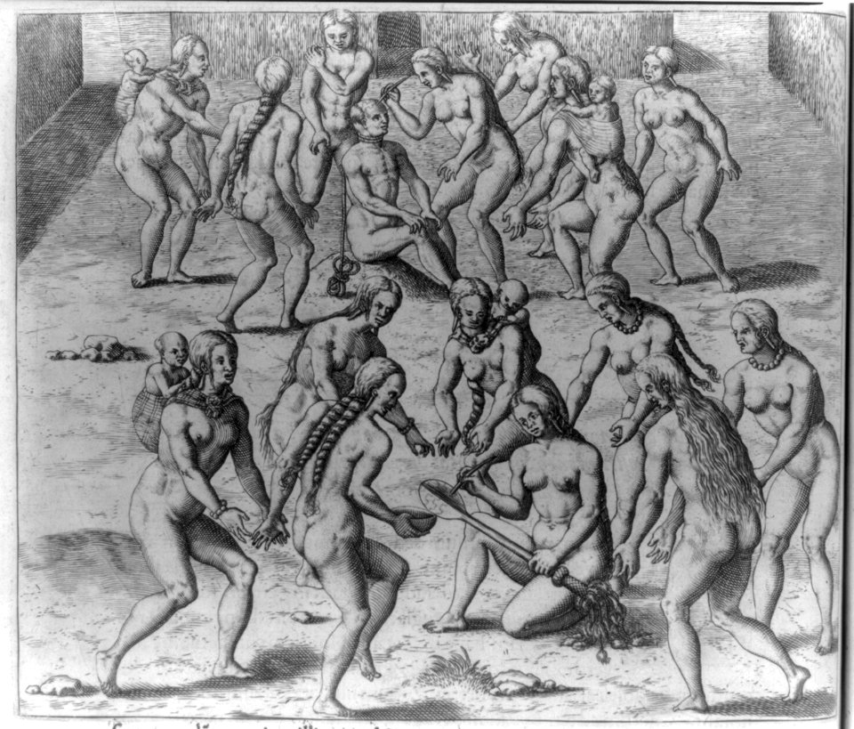 Ceremonies used when killing enemies and eating these. Methods of killing and treating the enemy (by nude Indians) LCCN2007677260
