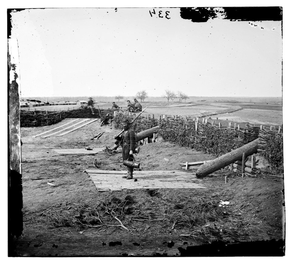 Centreville, VA, Quaker Guns in the fort on the heights - original scan