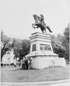 Ceremony at statue of South American patriot San Martin in Washington, D. C. President Truman was not at the... - NARA - 199738