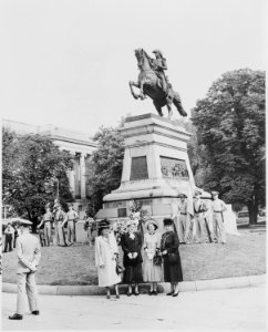 Ceremony at statue of South American patriot San Martin in Washington, D. C. President Truman is not present at the... - NARA - 199744 photo