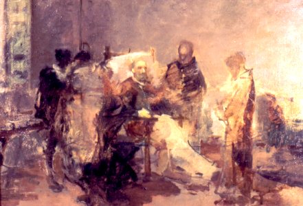 Cervantes escribiendo la dedicatoria... boceto de composición