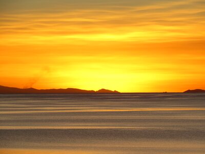 Sunset lake titicaca peru