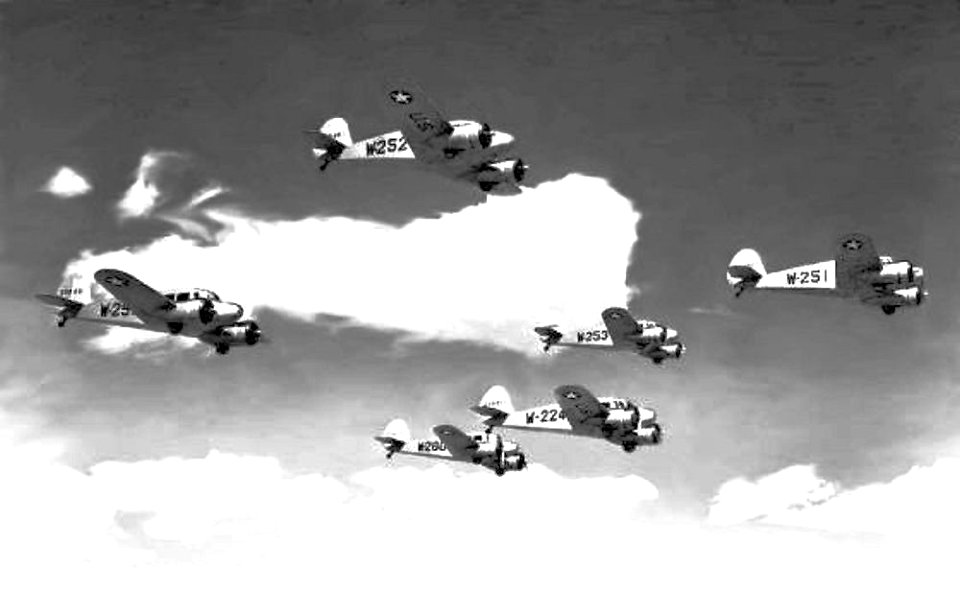 Cessna AT-17 - Six-Ship Formation - Roswell AAF NM
