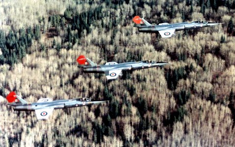 CF-104 Starfighters of 417 Sqn in flight near Cold Lake 1976