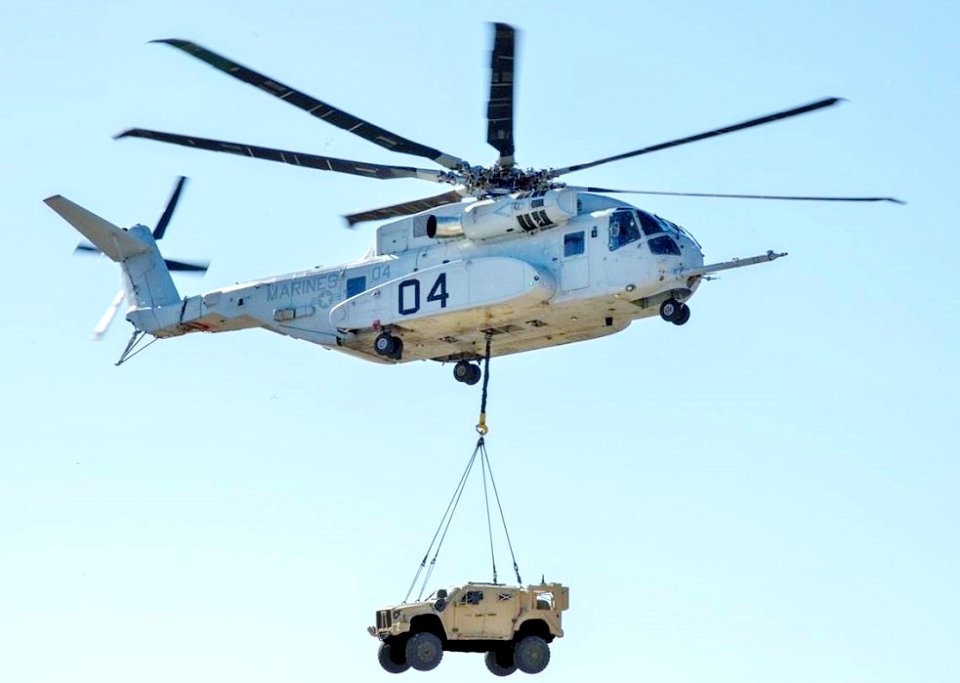 CH-53K King Stallion lifts a Joint Light Tactical Vehicle