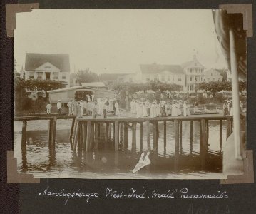 Collectie NMvWereldculturen, RV-A102-1-5, 'Aanlegsteiger West-Indische mail Parimaribo'. Foto- G.M. Versteeg, 1903-1904