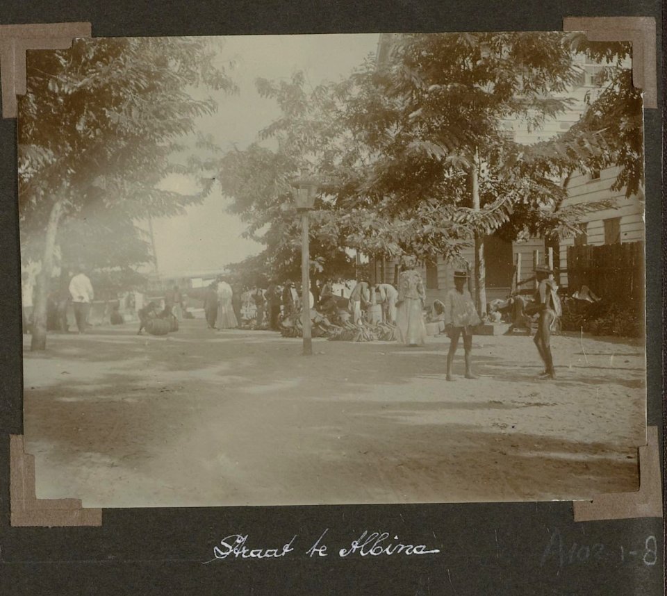 Collectie NMvWereldculturen, RV-A102-1-8, 'Straat te Albina'. Foto- G.M. Versteeg, 1903-1904