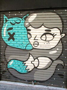 Urban art sprayer mural