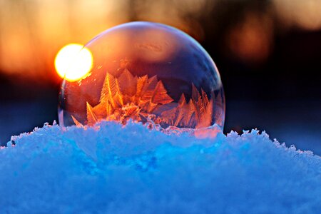 Ice ball ice bubble ice crystal photo