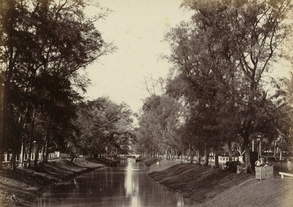 Collectie NMvWereldculturen, RV-A111-3-25, Foto, 'Weltevreden in Batavia met de Tanah-Abang', fotograaf Woodbury & Page, 1874-1875