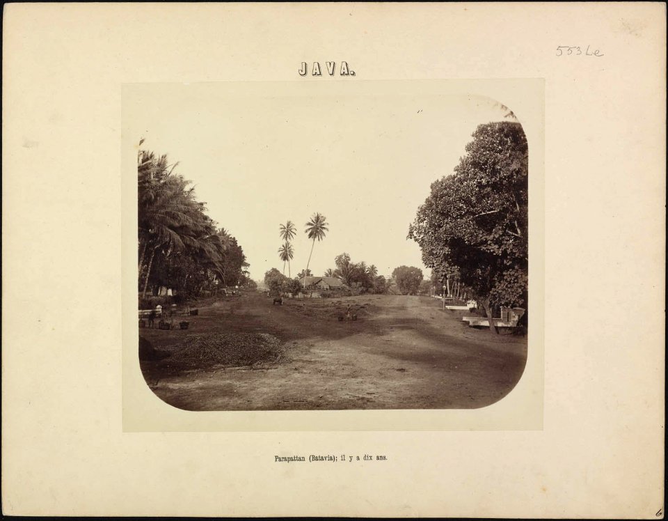 Collectie NMvWereldculturen, RV-A38-3, Foto, 'Het terrein van N.V. Steenkolenmaatschappij Parapattan in Batavia', fotograaf Woodbury & Page, 1860-1878
