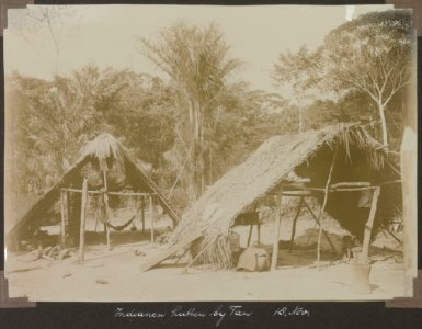 Collectie NMvWereldculturen, RV-A103-1-215, 'Indianen hutten bij Tan'. Foto- G.M. Versteeg, 18 november 1904