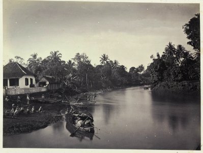 Collectie NMvWereldculturen, RV-A42-1-33, Foto, 'Een riviertje in Batavia', fotograaf Woodbury & Page, ca. 1875