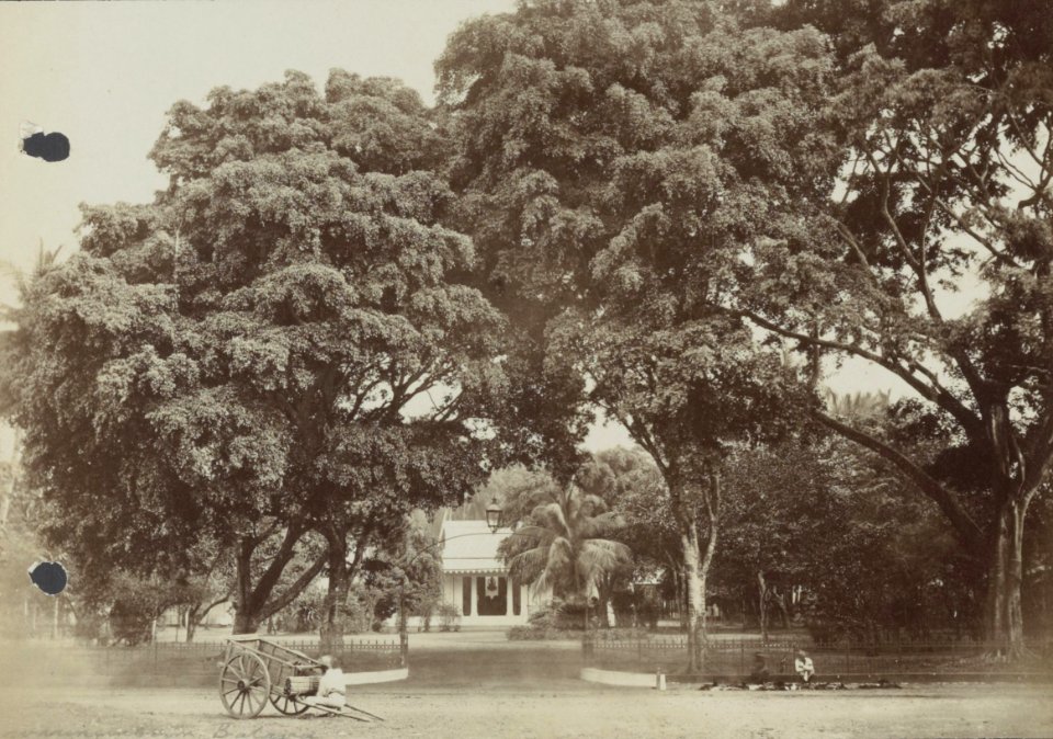 Collectie NMvWereldculturen, RV-A440-ee-35V, Foto, 'Ingang naar een park te Batavia', fotograaf Woodbury & Page, 1924-1932