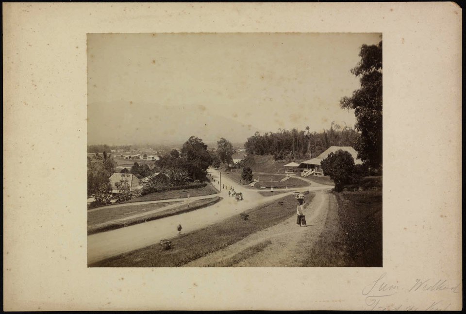 Collectie NMvWereldculturen, RV-A78-175, Foto- 'Weg in Fort de Kock aan Sumatra's Westkust', fotograaf C.B. Nieuwenhuis, 1880-1908