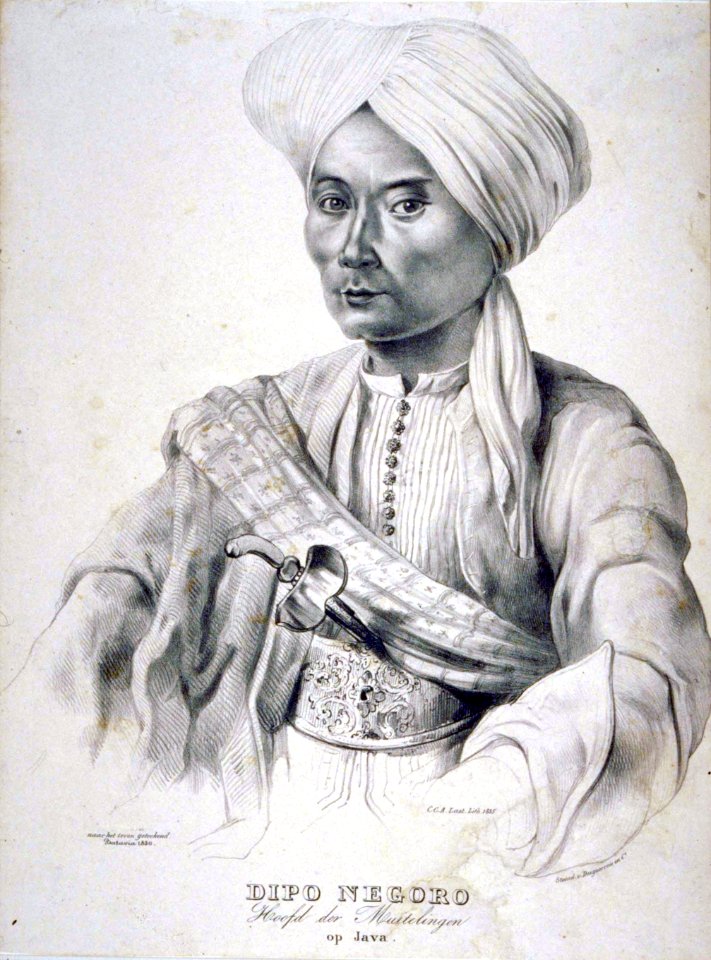 Collectie NMvWereldculturen, TM-1574-32, Litho- Portret van Diponegoro, Carel Christiaan Anthony Last, 1835