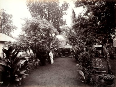 Collectie NMvWereldculturen, TM-60005032, Foto, 'Een man in zijn tuin, Batavia', fotograaf Woodbury & Page, 1857-1872