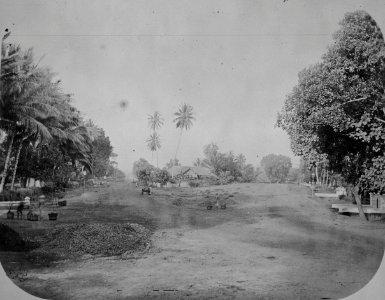 Collectie NMvWereldculturen, TM-60025111, Foto, 'Wegsplitsing, Parapattan, Batavia', fotograaf toegeschreven aan Woodbury & Page, 1857-1874