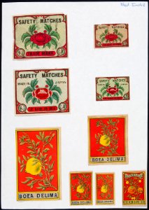 Collectie NMvWereldculturen, TM-6477-1, Etiketten van luciferdoosjes, 1900-1949
