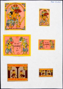 Collectie NMvWereldculturen, TM-6477-118, Etiketten van luciferdoosjes, 1900-1949