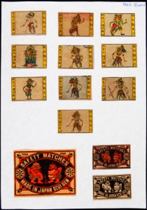Collectie NMvWereldculturen, TM-6477-121, Etiketten van luciferdoosjes, 1900-1949