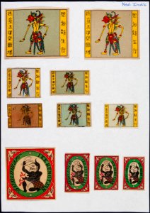 Collectie NMvWereldculturen, TM-6477-119, Etiketten van luciferdoosjes, 1900-1949