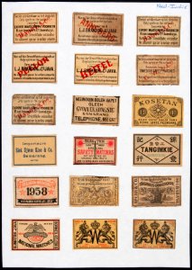 Collectie NMvWereldculturen, TM-6477-106, Etiketten van luciferdoosjes, 1900-1949