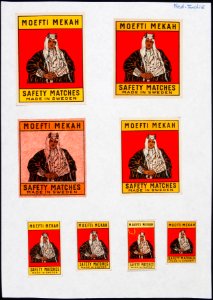 Collectie NMvWereldculturen, TM-6477-136, Etiketten van luciferdoosjes, 1900-1949