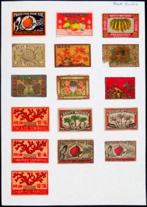 Collectie NMvWereldculturen, TM-6477-11, Etiketten van luciferdoosjes, 1900-1949