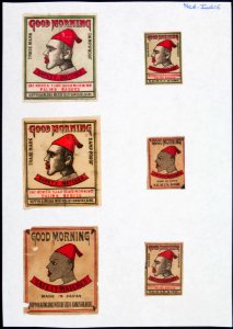 Collectie NMvWereldculturen, TM-6477-143, Etiketten van luciferdoosjes, 1900-1949