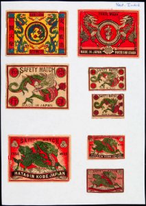 Collectie NMvWereldculturen, TM-6477-13, Etiketten van luciferdoosjes, 1900-1949