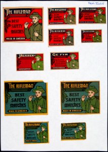 Collectie NMvWereldculturen, TM-6477-147, Etiketten van luciferdoosjes, 1900-1949