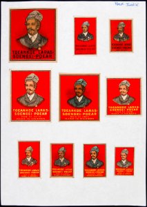 Collectie NMvWereldculturen, TM-6477-133, Etiketten van luciferdoosjes, 1900-1949