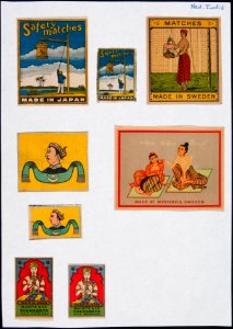 Collectie NMvWereldculturen, TM-6477-158, Etiketten van luciferdoosjes, 1900-1949
