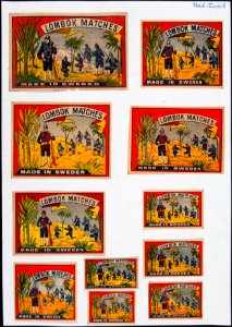 Collectie NMvWereldculturen, TM-6477-144, Etiketten van luciferdoosjes, 1900-1949