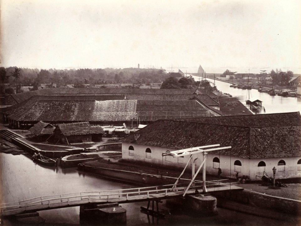 Collectie NMvWereldculturen, TM-60004986, Foto, 'Het Havenkanaal, Batavia', fotograaf toegeschreven aan Woodbury & Page, 1860-1872