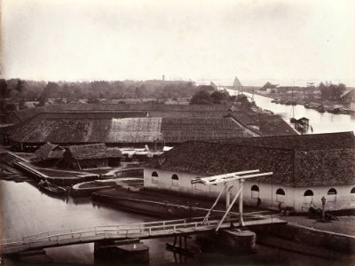 Collectie NMvWereldculturen, TM-60004986, Foto, 'Het Havenkanaal, Batavia', fotograaf toegeschreven aan Woodbury & Page, 1860-1872