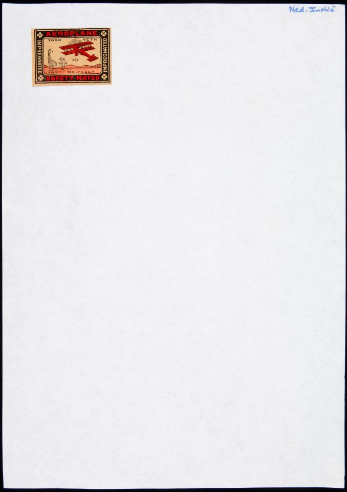 Collectie NMvWereldculturen, TM-6477-161, Etiketten van luciferdoosjes, 1900-1949