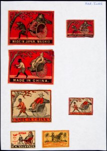Collectie NMvWereldculturen, TM-6477-165, Etiketten van luciferdoosjes, 1900-1949
