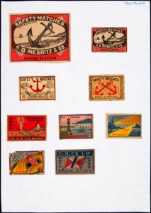 Collectie NMvWereldculturen, TM-6477-169, Etiketten van luciferdoosjes, 1900-1949