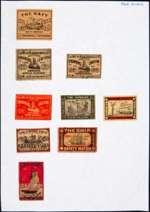 Collectie NMvWereldculturen, TM-6477-172, Etiketten van luciferdoosjes, 1900-1949