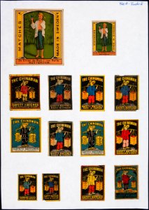 Collectie NMvWereldculturen, TM-6477-159, Etiketten van luciferdoosjes, 1900-1949