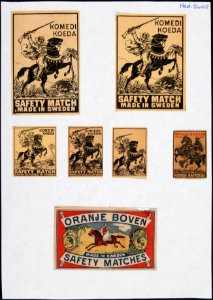 Collectie NMvWereldculturen, TM-6477-146, Etiketten van luciferdoosjes, 1900-1949