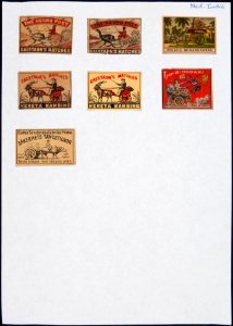Collectie NMvWereldculturen, TM-6477-166, Etiketten van luciferdoosjes, 1900-1949