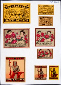 Collectie NMvWereldculturen, TM-6477-157, Etiketten van luciferdoosjes, 1900-1949