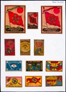 Collectie NMvWereldculturen, TM-6477-187, Etiketten van luciferdoosjes, 1900-1949